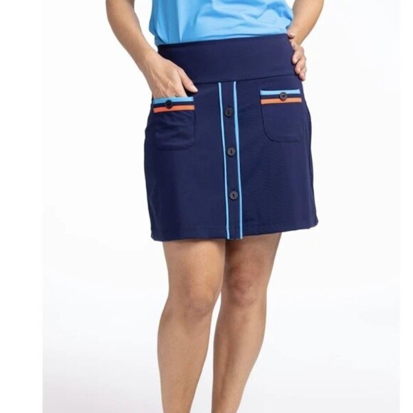 Kinona Women's Long Stride Golf Skort Navy Blue Size XL way